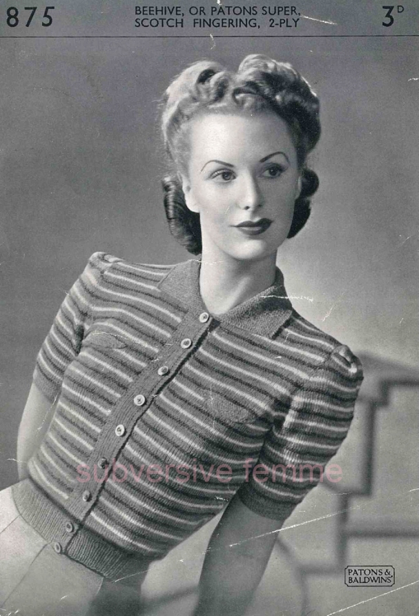 1940s striped cardi pattern-1